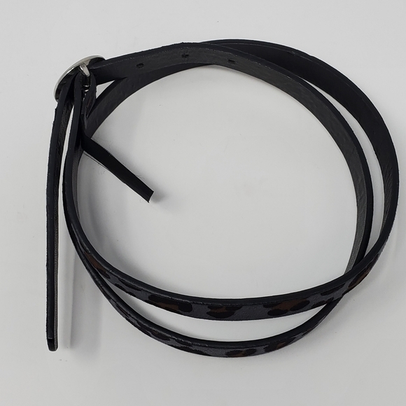 MNG MANGO SKINNY GREY ANIMAL CHEETAH PRINT BELT SILVER ROUND BUCKLE WOMEN MEDIUM - Picture 6 of 13